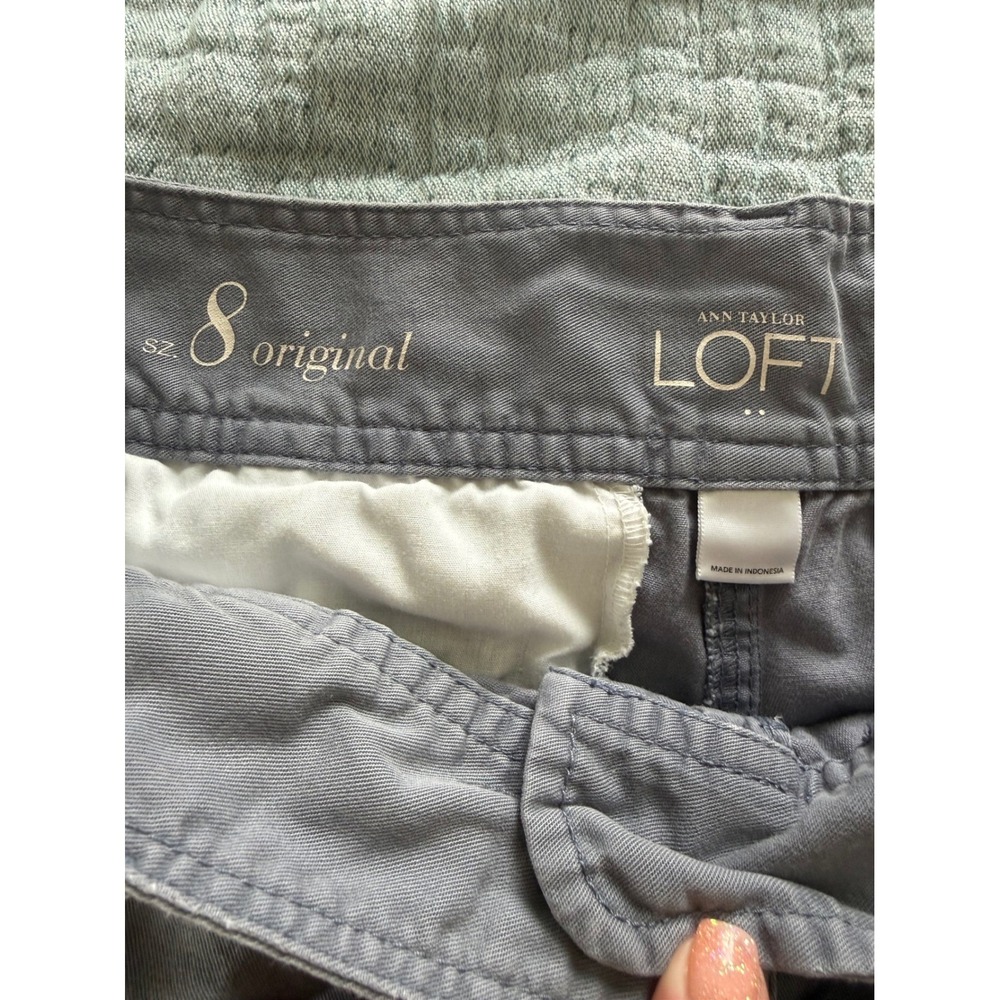 Ann Taylor LOFT Womens Gray Blue Chino Shorts Casual Mid Rise Pockets Size 8 - Picture 5 of 5